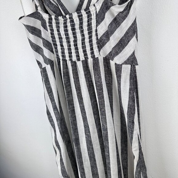 NWT Infinity Raine Love Tree Linen Button Up Stripe V Neck Dress, Size M - Picture 7 of 14